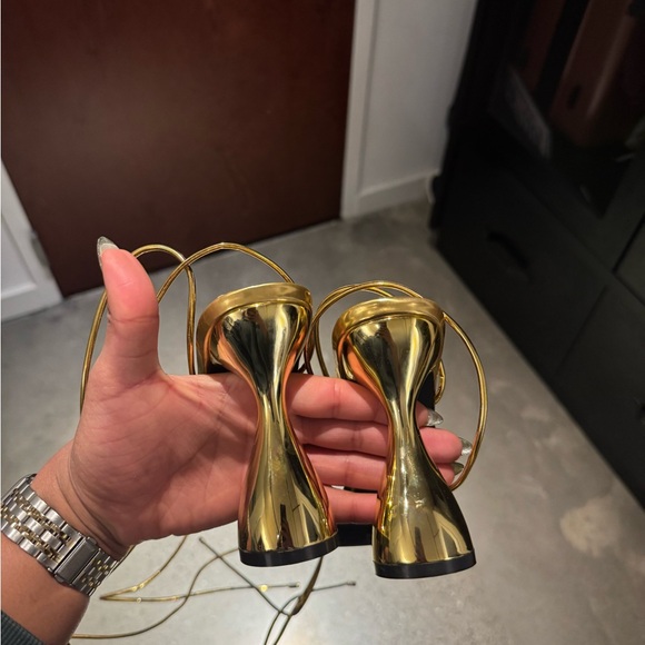 Strappy Metallic Gold Heels - Picture 4 of 5